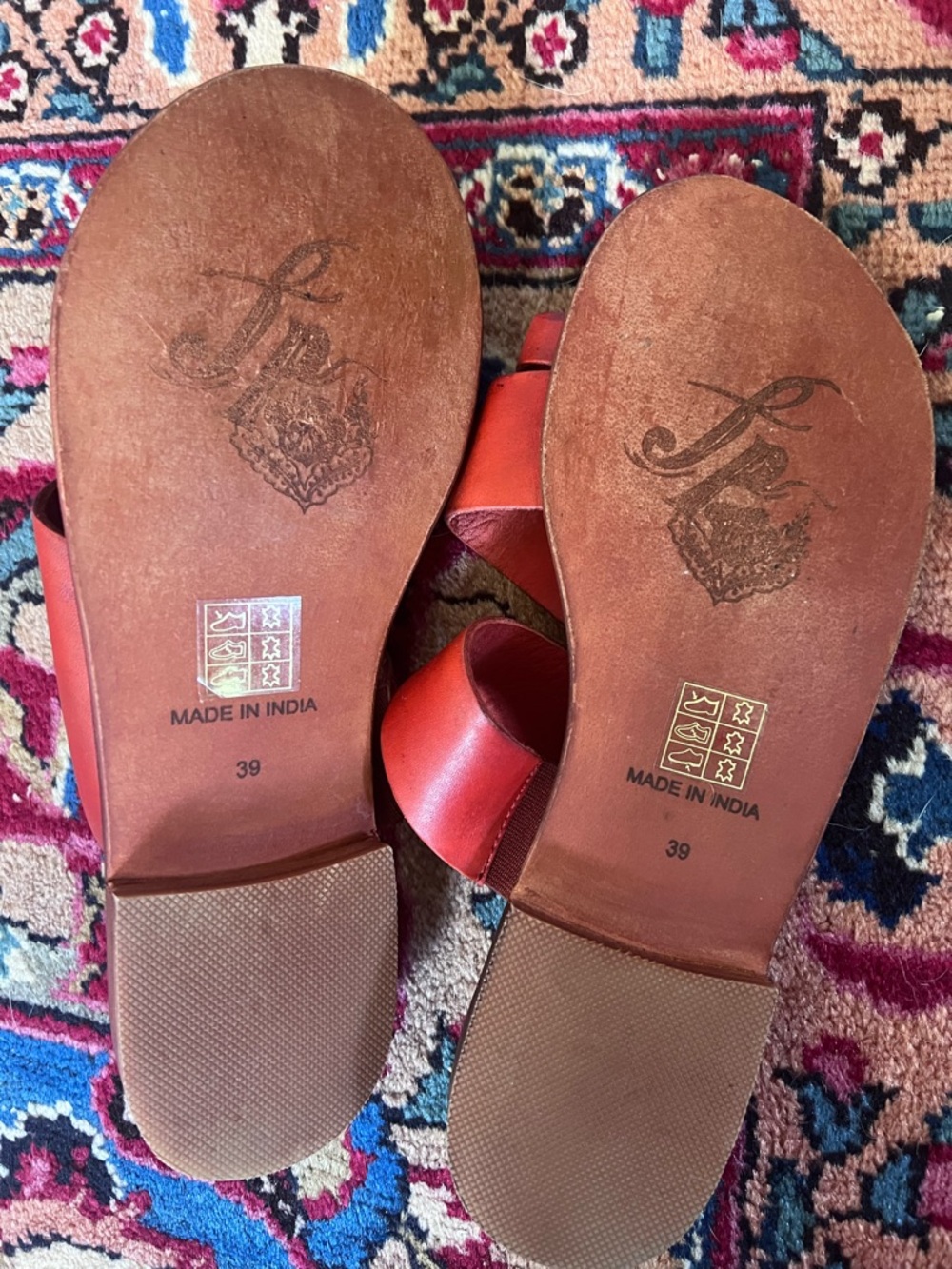 Free People Abilene Red Leather Toe Loop Sandals | Block Heel | EU 39 - Picture 4 of 4